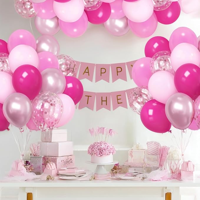Zesliwy Pink Balloon Hot Pink Balloons Set, 50pcs 12inch Pastel Light