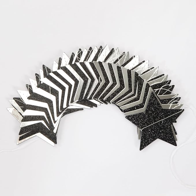 Black Silver Birthday Graduation Party Decorations Garland 62ft