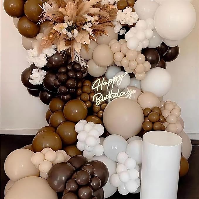 Brown Balloons, 50 PCS 12 Inch Double Stuffed Dark Light Brown Coffee