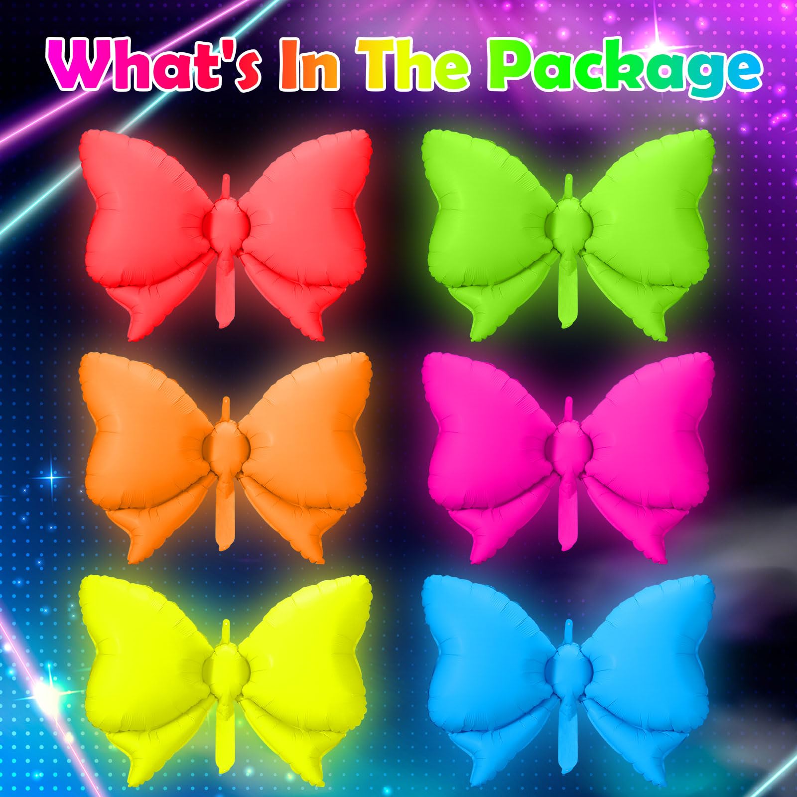 Vertintong 12 Pcs Bow Glow in The Dark Neon Balloons Foil Birthday