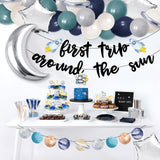 First trip Around the Sun Birthday Decorations -58pcs Outer Space 1st