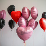 Black Pink Heart Balloons, 19PCS Light Pink and Red Black Heart Shape
