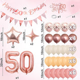 50th Birthday Decorations for Women Retro Pink Beige Number 50