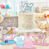 6 Pcs Ice Cream Gender Reveal Wooden Table Decorations Topper Blue