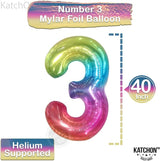 KatchOn, Giant Jelly Rainbow 3 Balloon Number - 40 Inch | Number 3