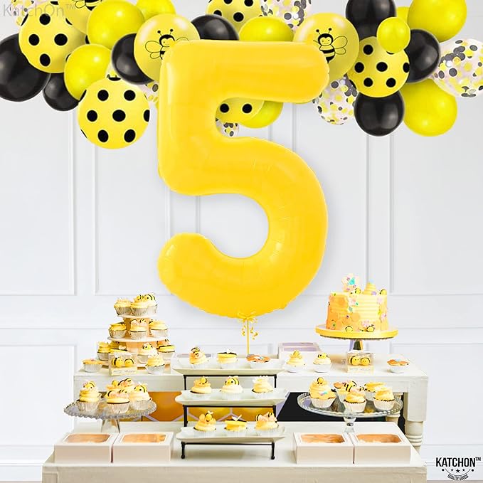 KatchOn, Yellow Number 5 Balloon - Giant, 40 Inch | Yellow 5 Balloon,