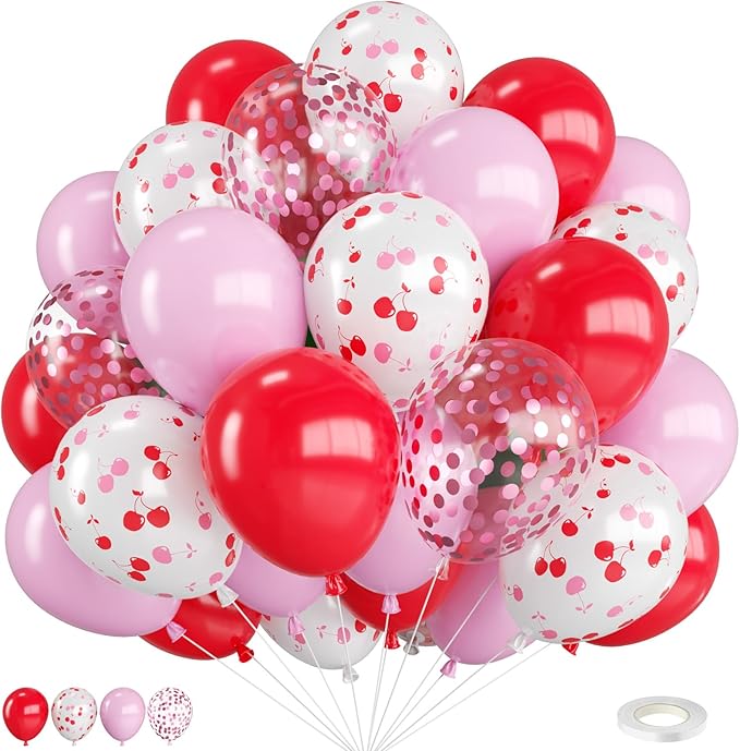 Red and Pink Cherry Balloons,12 Inch Red Pink Cherry Printed Balloon