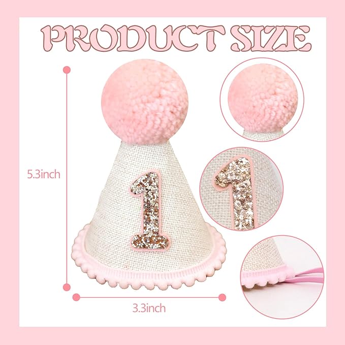 Pink 1st Birthday Decoration High Chair Banner for Girl 1st Birthday