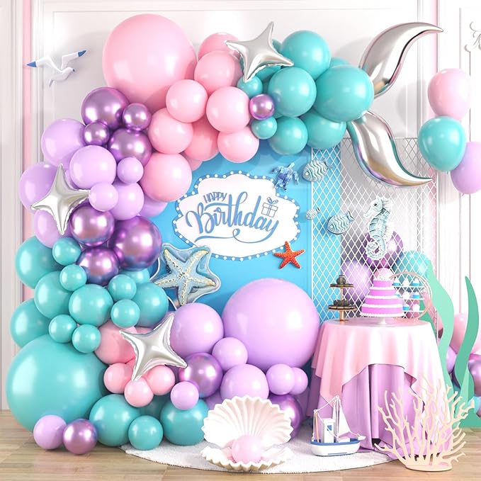 Mermaid Balloon Arch Kit Pink Purple Mermaid Tail Arch Party