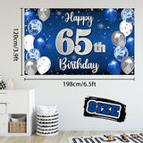 Happy 65th Birthday Decorations 65th Blue & Silver Balloon Large