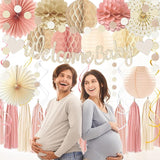 Dusty Pink Boho Baby Shower Party Decorations Beige Champagne Girl