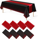 8Pack Disposable Plastic Party Tablecloths and Satin Table Runner Set