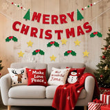 Merry Christmas Banner with Red Berries And Leaves Christmas Banner