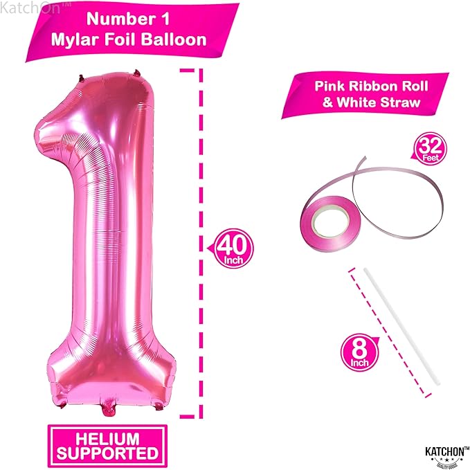 KatchOn, Hot Pink 1 Balloon Number for First Birthday - 40 Inch |