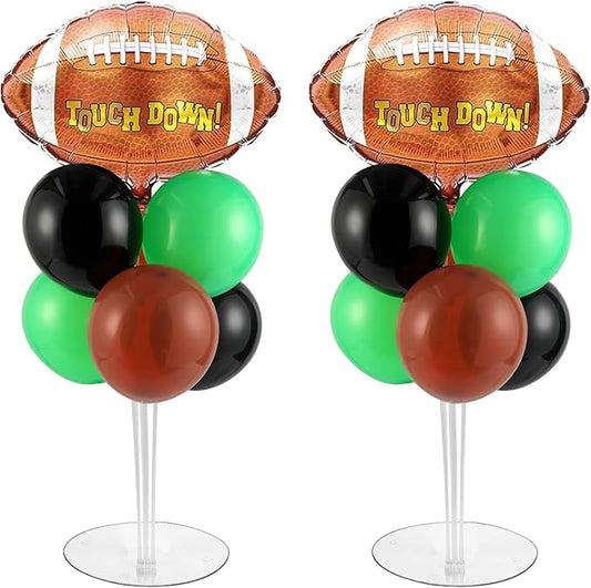 Football Party Balloons Stand Kit 2 Sets with 2 Rugby Ball Foil