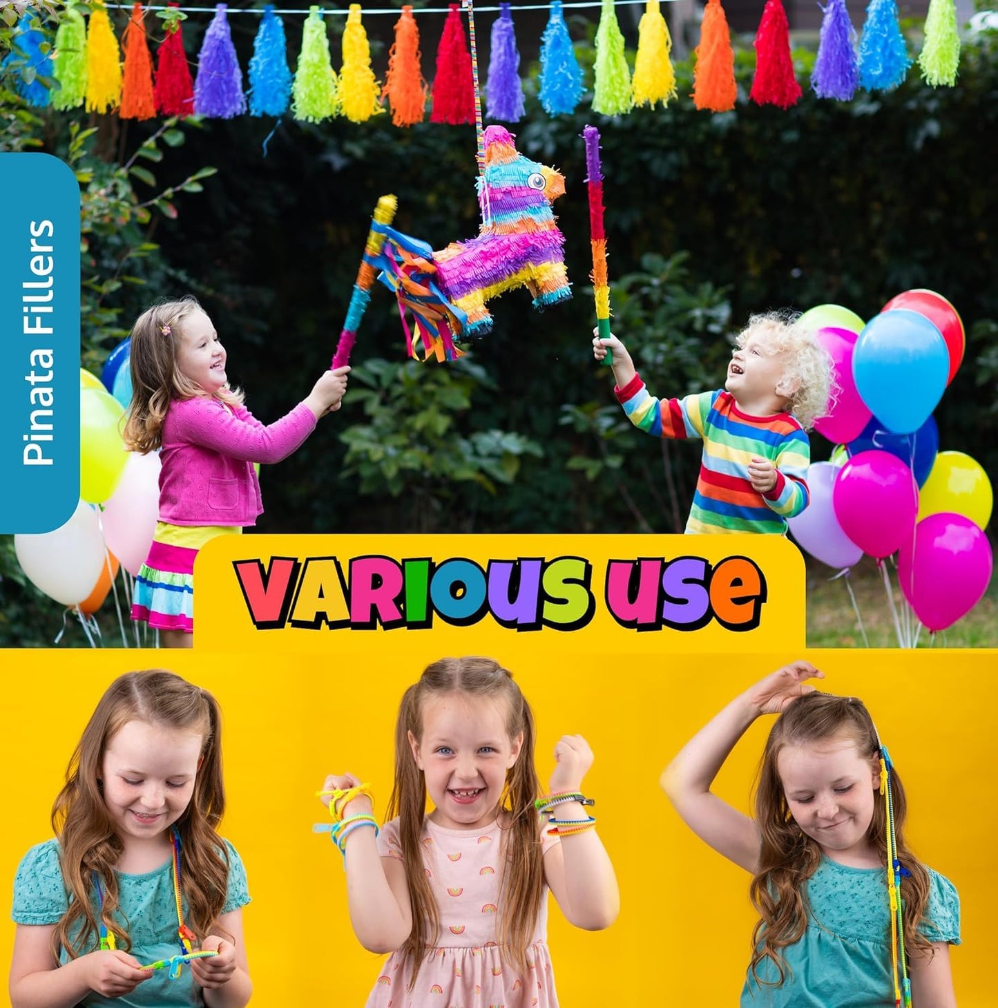 UpBrands 48 Fidget Toys Friendship Zipper Bracelets 7 ½”, Party Favors