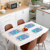Mermaid Place Mats, Fish Scales Wipeable Placemats for Indoor Outdoor