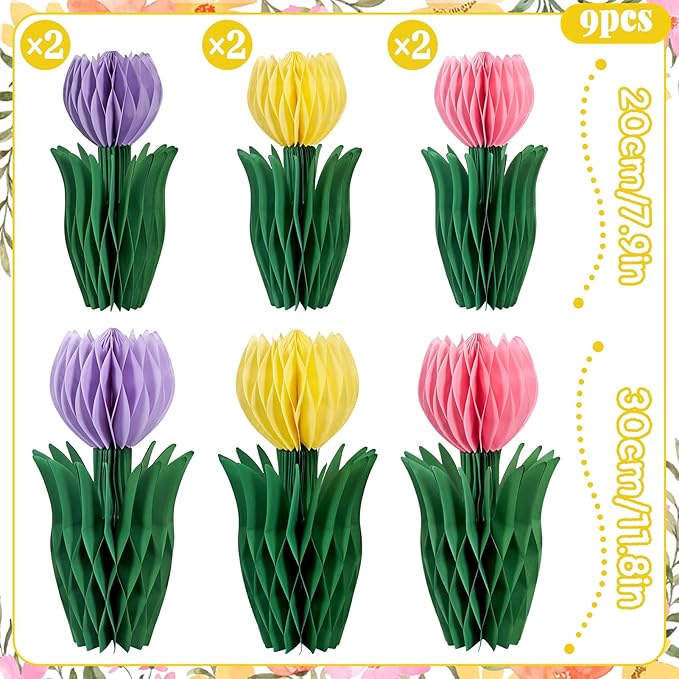 PAPER JAZZ Tulip Paper Flower Centerpieces for Table Spring Party