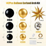 Black and Gold Balloon Garland Arch Kit for 2026 Graduation Birthday