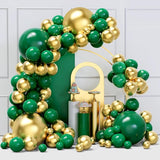 Green and Gold Balloons Arch Garland Kit, 134pcs Metallic Gold and
