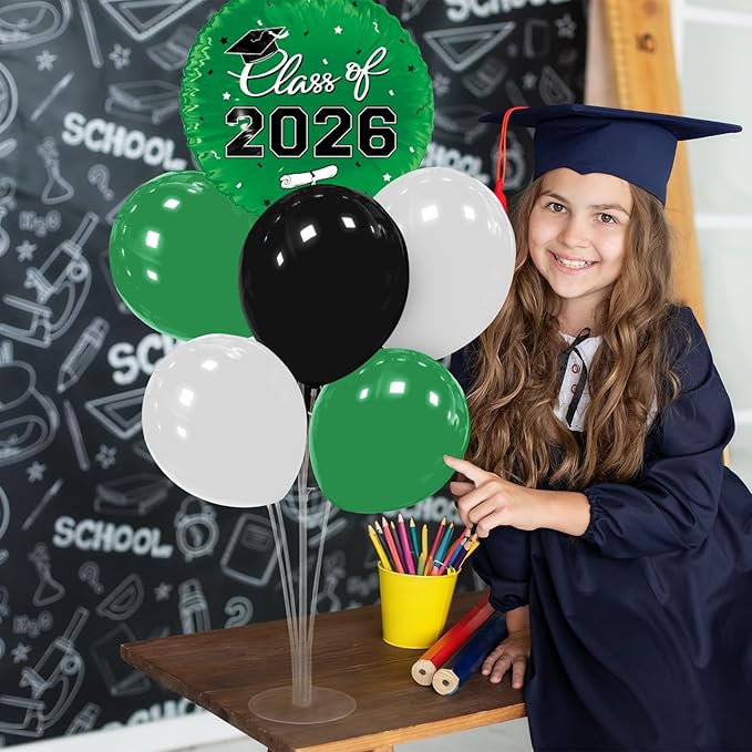 Graduation Decorations - 4 Set Balloon Stands, Class of 2026 Congrats