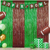 2 Pack Football Party Decorations, 3.28 FT x 6.58FT Tinsel Backdrop,