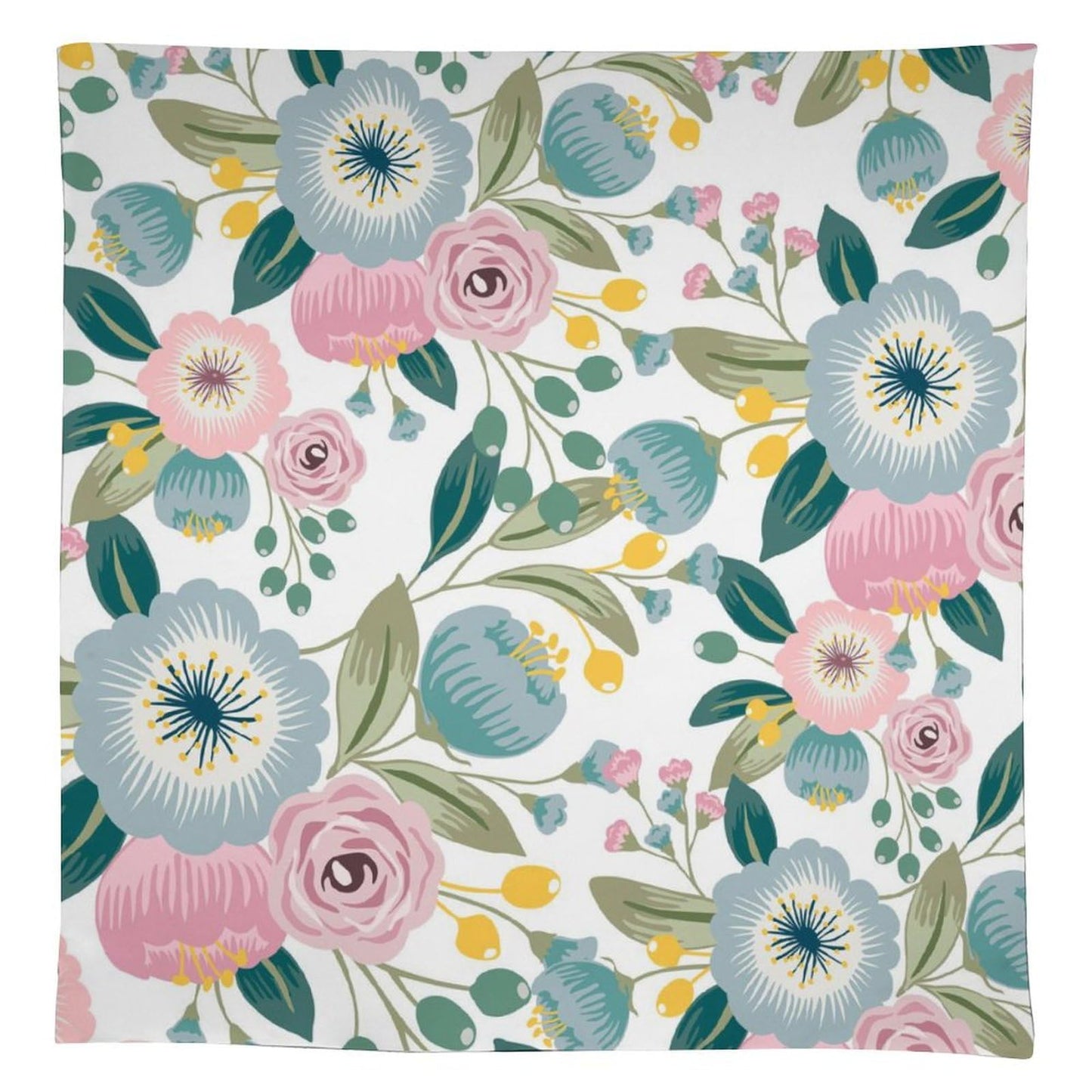 JanJCurt Spring Floral Tablecloth, Boho Blue Blossom Wildflowers Girly
