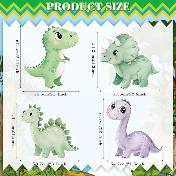 4 Pcs Large 20 x 30 Dinosaur Cardboard Cutouts Dinosaur Birthday