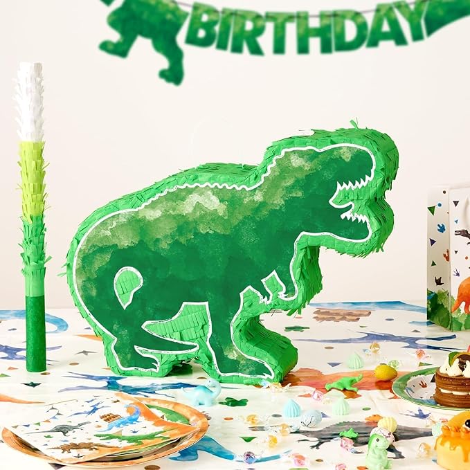 WERNNSAI Dinosaur Piñata - Watercolor Green Dinosaur Piñata Birthday