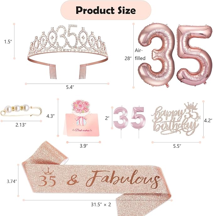 35th Birthday Decorations Gifts for Women Including 35 year old