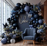 Navy Blue Black Balloon Arch Kit Double Stuffed, Dark Lavender-Blue