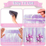 Voircoloria Iridescent Party Backdrop 3Packs, Transparent Tinsel Foil