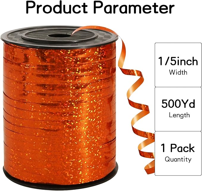 BEISHIDA 500 Yards Orange Ribbon Crimped Curling, Balloon String