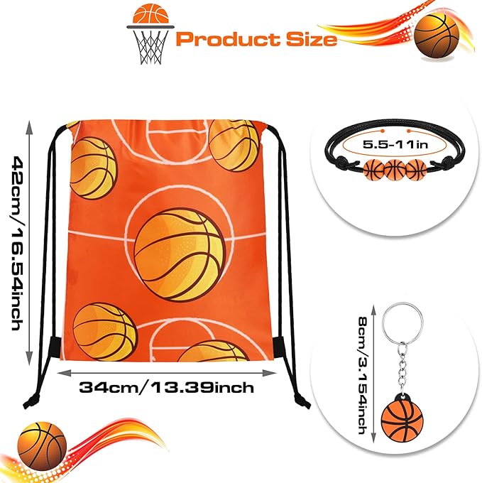 36 Pcs Basketball Party Favors 12 Basketball Drawstring Gift Bags