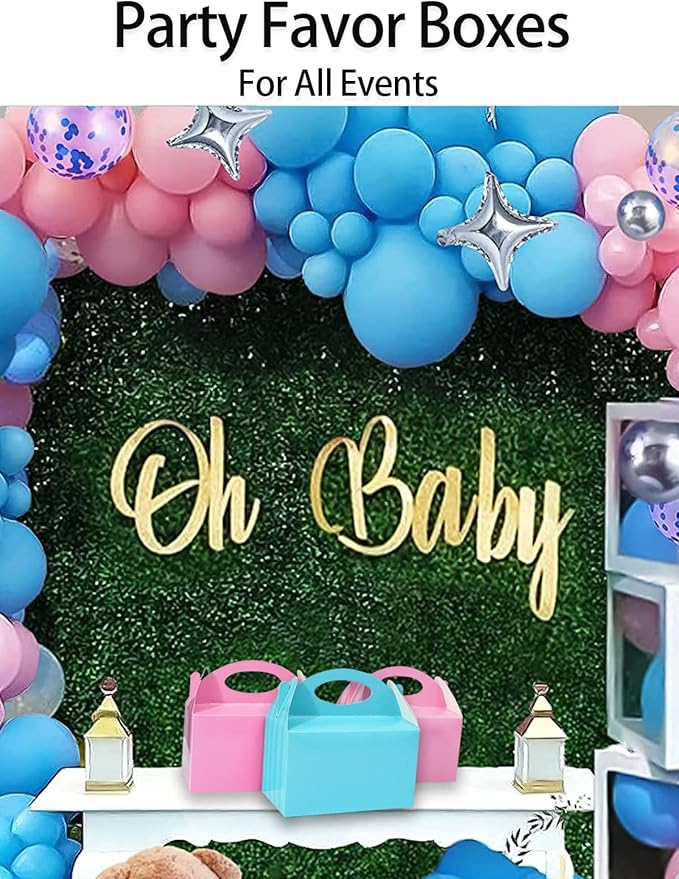 Pink and Blue Happyhiram Party Favor Boxes 12 Pcs for Gender Reveal