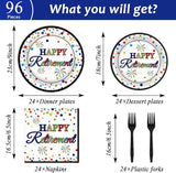 96 Pcs Happy Retirement Party Supplies Colorful Retirement Paper