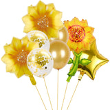 BIEUFBJI Yellow Sunflower Birthday Balloons Aluminum Foil Sunflower