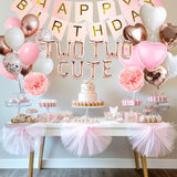 Two Two Cute Birthday Decorations, Tutu Cute 2nd Bday Decorations,