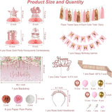Rose Gold Birthday Party Decorations for Women Girls Happy Birthday
