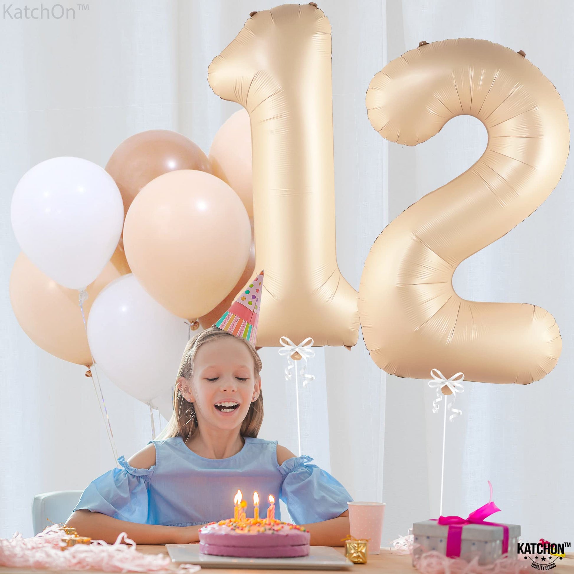 KatchOn, Huge Caramel 12 Balloon Number - 40 Inch | Caramel Number 12