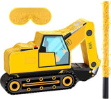Construction Dump Excavator Piñata with Blindfold and Bat Tractor