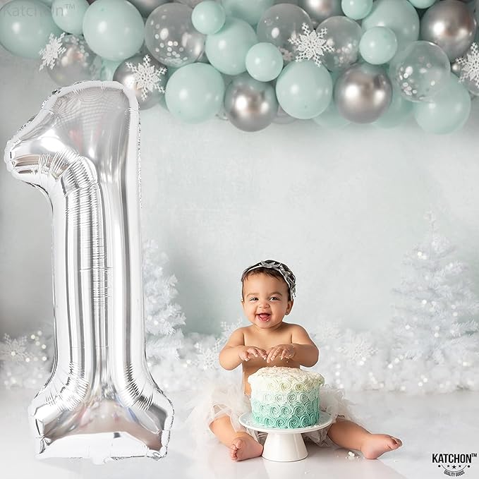 KatchOn, Giant Silver 1 Balloon Number - 40 Inch | 1 Balloon for 1st