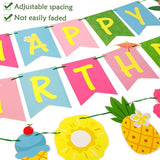 Hawaiian Happy Birthday Banner Tropical Luau Party Birthday Flamingo