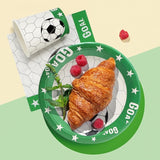 96pcs Soccer Plates Green and White Soccer Party Theme Paper Plates