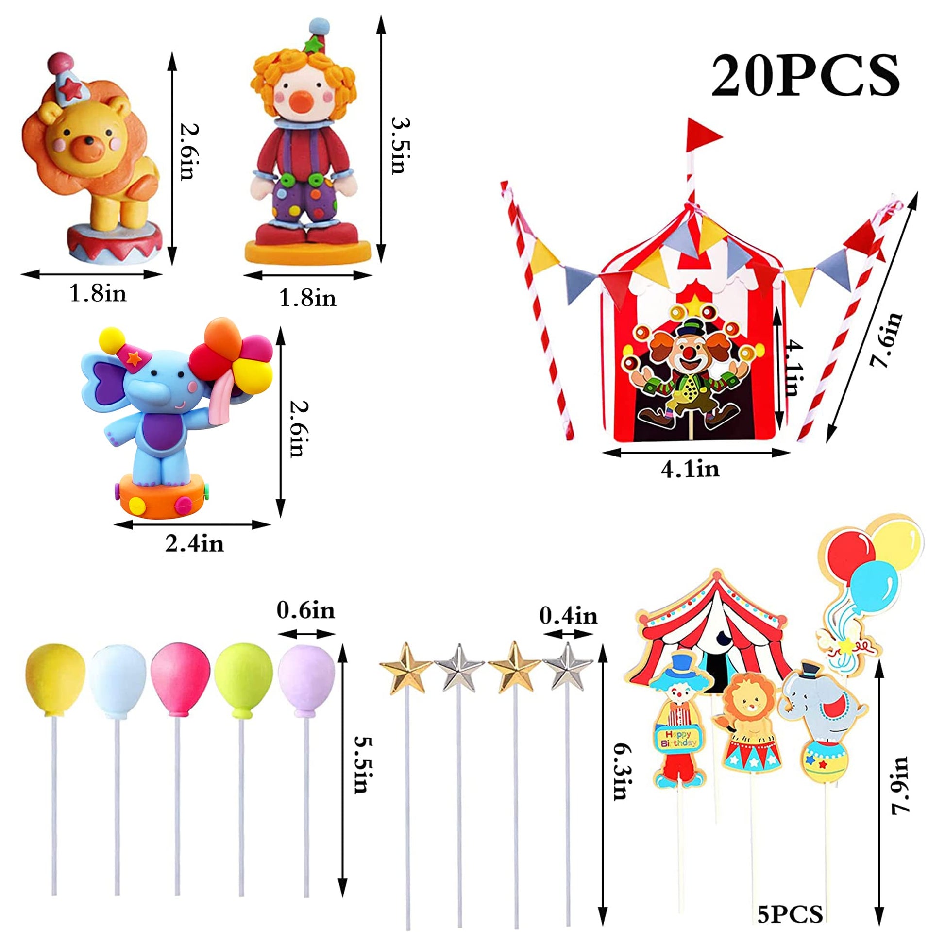 Circus Cake Toppers Carnival Cupcake Toppers Circus Birthday Cake