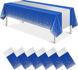 6Pcs Blue and Silver Tablecloth Party Decorations,Plastic Royal Blue