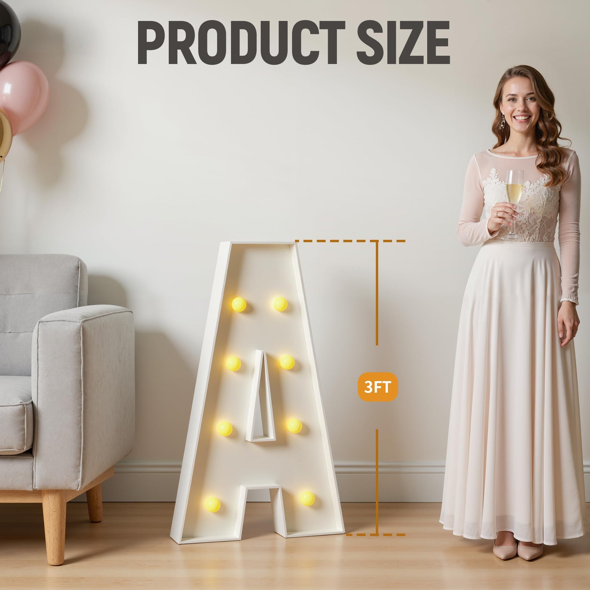 Mixifox Marquee Letters 3 Feet Tall, 3FT Large Light up Letters Z, Big