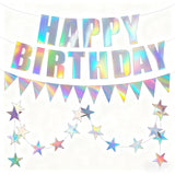 Iridescent Happy Birthday Banner Iridescent Birthday Decoration Shiny