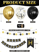 Retirement Party Decorations for Men and Women Black and Gold Happy