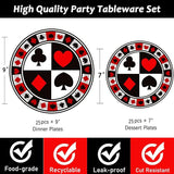 50Pcs Poker Party Supplies 9 Playing Card Dinner Plates 7 Casino